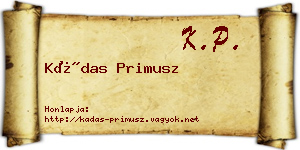 Kádas Primusz névjegykártya
